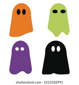 Halloween. Ghosts icon set. Collection of various scary and funny ghosts and animal ghosts. Halloween funny ghost. Eps 10.