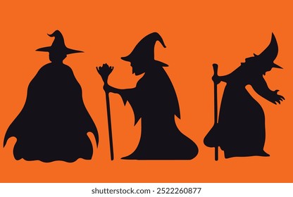 Halloween. Ghosts icon  of various scary and funny ghosts and animal ghosts. Magic symbols for parties, celebrations, templates and decorations. Isolated silhouette. Vector