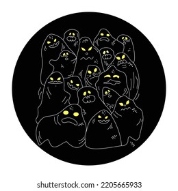 Halloween. Ghosts And Monsters. Images Of The Scary Dead. Scary Monsters, Ghosts. Vector Illustration In Doodle Style. Isolated Background.	