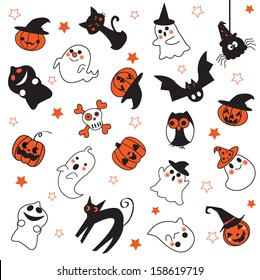 Halloween ghosts pattern illustration