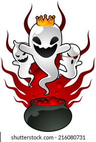 Halloween ghosts potion illustration