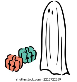 Halloween-Geister und Kürbisse. Isometrische Figur.