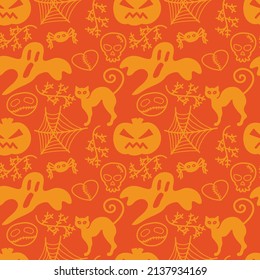 halloween ghosts pumpkins pattern background