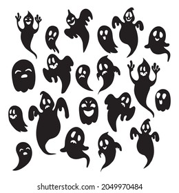 Halloween ghosts selection on white background - Vector illustration