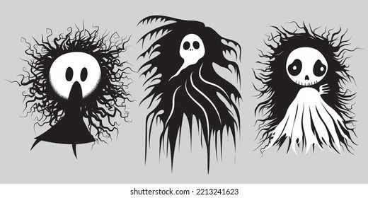 Halloween ghosts set on black background
