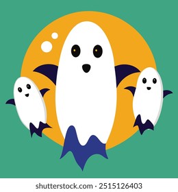 halloween ghosts simple vector Illustration