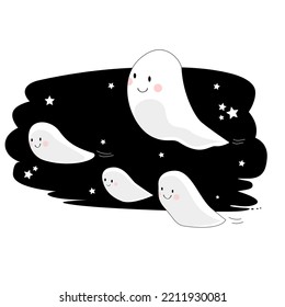 Halloween ghosts in the sky