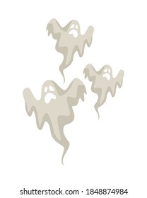 halloween ghosts spirits floating icons vector illustration design