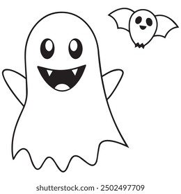 Halloween ghosts and spooky vector cartoon monsters isolated icons.