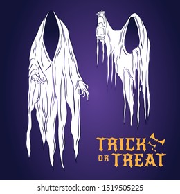 Halloween ghosts, trick or treat 
