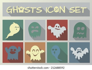Halloween ghosts vector icon set