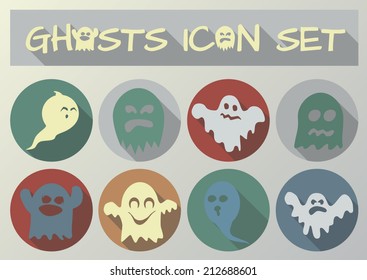 Halloween ghosts vector icon set