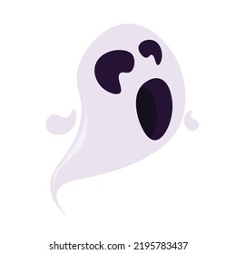 halloween ghost,scary pose cartoon white spirit icon on white background, vector illustration.