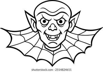 Halloween ghouls line art with editable outline