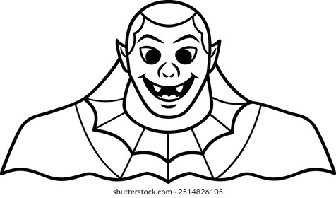 Halloween ghouls line art with editable outline