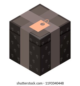 Halloween gift box icon. Isometric of halloween gift box vector icon for web design isolated on white background
