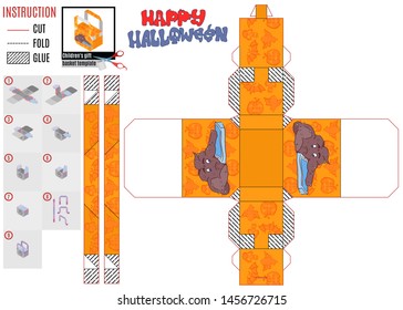 Halloween gift box print template monster and phone game