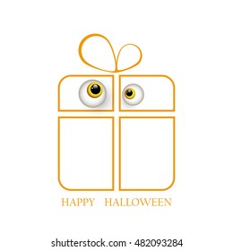 Halloween gift with eyes on white background for Halloween