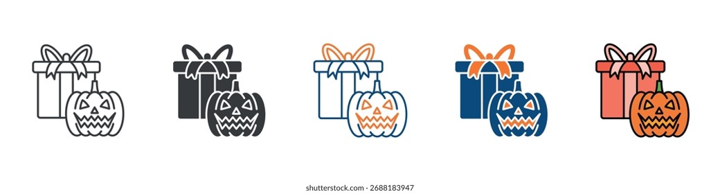 Halloween Gift Icon Set Multiple Style Collection