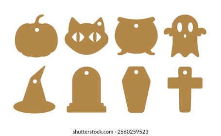 Halloween gift tags shapes. Vector templates for cutting. Craft paper or cardboard labels cut files