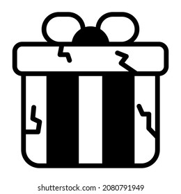 Halloween gift vector black filled outline icon.