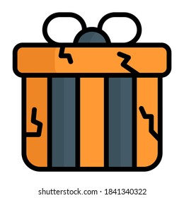 halloween gift vector color line icon