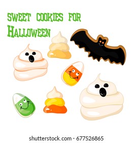 Halloween gingerbread cookie isolated on white. stock vector.