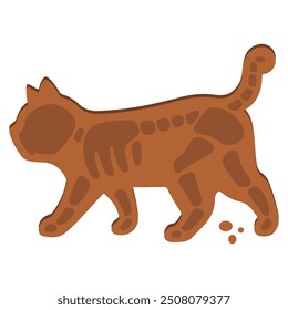 Diseño de jengibre de Halloween con diseño de esqueleto de gato y migas redondas, Vector