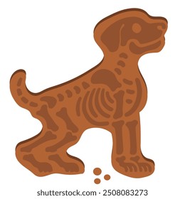 Diseño de pan de jengibre de Halloween con diseño de esqueleto de perro y migas redondas, Vector