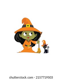 Halloween Girl Cat Illustration Vector Art