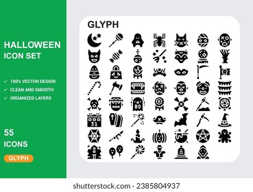 Halloween glyph Icons with White Background Free Vector