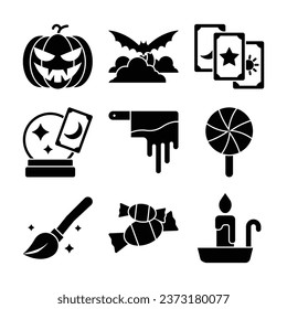 Halloween Glyph Vector Elements Set 