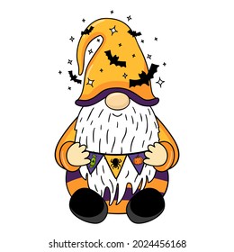 Halloween gnome holding flags. Halloween. Halloween Gnome t shirt design vector. Cute Happy Halloween Vector illustration. 