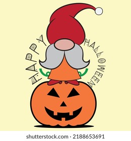 Halloween gnome with halloween pumpkin.