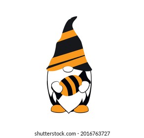 Halloween Gnome. Scary Vector Illustration. Trick or Treat.