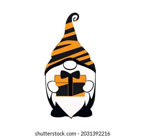 Halloween Gnome. Trick or Treat.  Vector Illustration. 31st October Helloween Design.