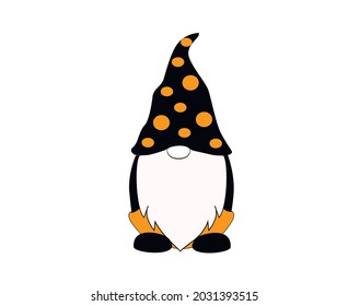 Halloween Gnome Vector Illustration. 31st October Helloween Design.