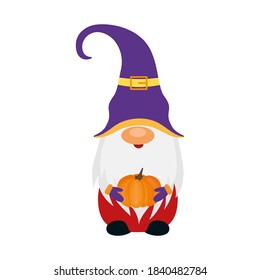 Halloween gnome vector illustration, cartoon flat style