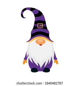 Halloween gnome vector illustration, cartoon flat style