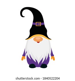 Halloween gnome vector illustration, cartoon flat style