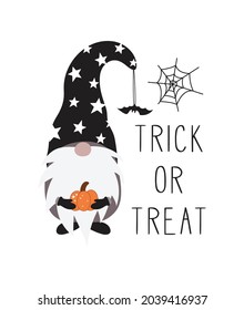 Halloween gnome vector illustration, trick or treat sublimation design