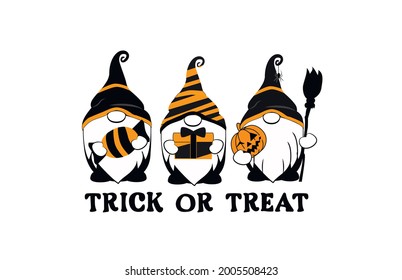 Halloween Gnomes Design. Lettering illustration. Quote with Gnomes.