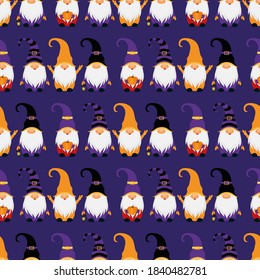 Halloween gnomes pattern background,  vector illustration