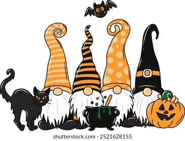 Vetor de Gnomes de Halloween, Eps de Halloween, Vetor de Gnome, Designs de Halloween