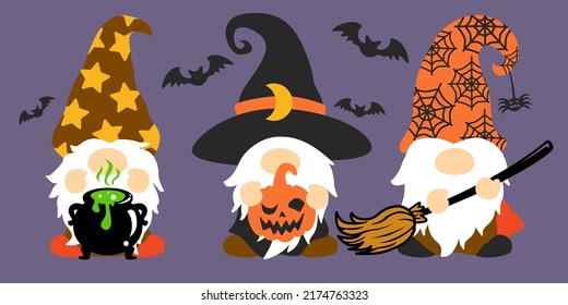 Halloween Gnomes vector, Wizard Halloween Gnome Shirt Eps, Witch Gnome