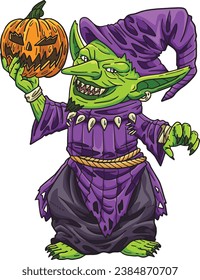 Halloween Goblin Hat and Robe Cartoon Clipart 