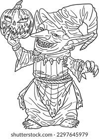 Halloween Goblin Hat Robe Isolated Coloring Page 