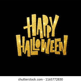 Halloween gold glitter lettering greeting card. Vector illustration EPS10
