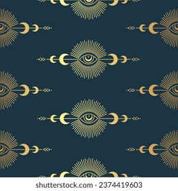 Halloween golden seamless pattern decoration concept magic illustration