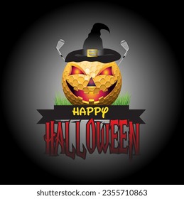 Halloween golf course vector illustration.